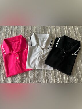 Nike Kids Polo Trio in Hot Pink, White & Black